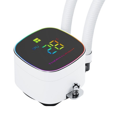 Система жидкостного охлаждения/ Water Cooling System Thermalright Frozen Horizon 240 Digital (240mm, LED temp., White, ARGB/ Fans: 2x120mm, 68.9CFM, 28.2dBA, 2000RPM/ Pump height 53.2mm, Rad thickness 27mm/ S: 1700, 1200, 1851, 115X, AM5, AM4) Thermalrigh