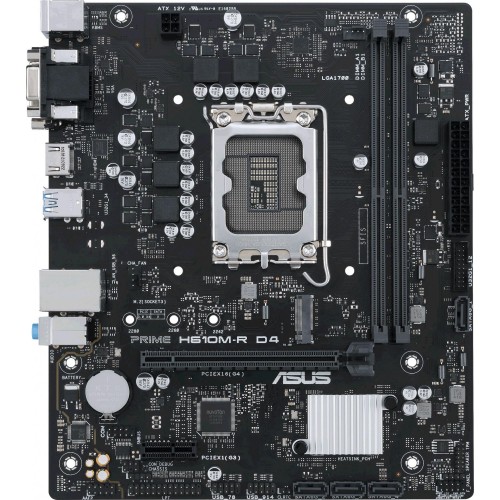 Купить материнскую плату Asus PRIME H610M-R D4-SI для Intel 1700, 2xDDR4, mATX, 8ch звук, HDMI, DVI