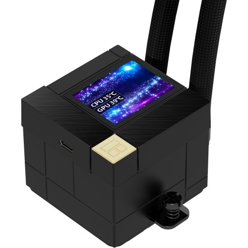 Система жидкостного охлаждения/ Water Cooling System Thermalright Core Matrix 240 Vision (240mm, LED, Black, ARGB/ Fans: 2x120mm, 68.9CFM, 28.2dBA, 2000RPM/ Pump height 64.4mm, Rad thickness 27mm/ S: 1700, 1200, 1851, 115X, AM5, AM4) Thermalright