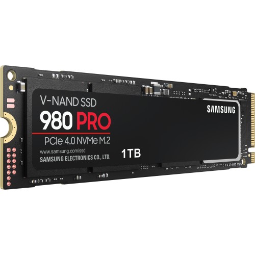 Твердотельные накопители/ Samsung SSD 980 PRO, 1000GB, M.2(22x80mm), NVMe 1.3c, PCIe 4.0 x4, 3-bit MLC, R/W 7000/5000MB/s, IOPs 1 000 000/1 000 000, DRAM buffer 1024MB, TBW 600, DWPD 0.33 (12 мес.) Samsung Electronics