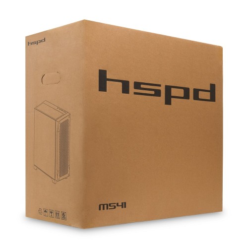Корпус без блока питания/ Case HSPD M541, Mesh Mid Tower, Black, TG, 0.7 SPCC, no fans, ATX, mATX, mITX, 170/405/210mm, 2x2.5", 2x3.5", 7xPCI, 1xUSB-A 3.0, 2xUSB-A 2.0, 465x220x485mm HSPD