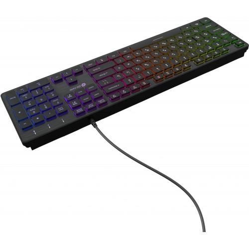 Клавиатура Оклик 550ML черная USB Slim с мультимедиа и LED подсветкой - 1.5м кабель (1061617)
