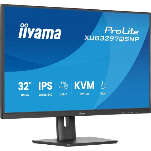 Монитор Iiyama 32" ProLite XUB3297QSNP-B1 черный IPS LED 1ms 16:9 HDMI M/M матовая HAS Piv 1000:1 350cd 178гр/178гр 2560x1440 100Hz DP QHD USB 9.5кг