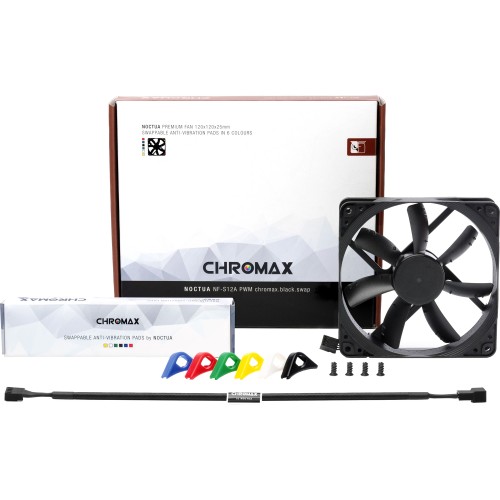 Кулер для корпуса/ Case Cooler Noctua NF-S12A PWM chromax.black.swap (120x120x25mm, 4-pin PWM, 63.27CFM, 17.8dBA, 1200RPM, Black)