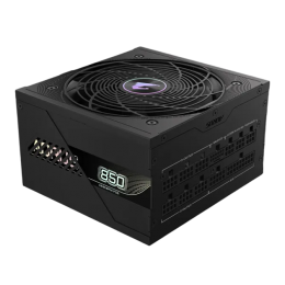 Блоки питания/ Power Supply Gigabyte AORUS ELITE P850W, 850W 80+ Platinum (ATX, 3.0, PCIe 5.0, Full modular, 1x24(20+4)pin, 1x12VHPWR, 2x4+4-pin CPU, 4xMolex, 6x6+2-pin PCIe, 8xSATA3, Active, 120x120mm, 150x140x86mm, APFC, black)