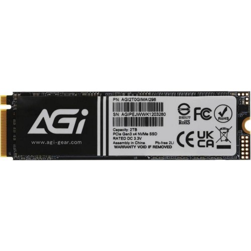 Купить твердотельный накопитель AGI AI298 M.2 PCIe 2TB - Высокая скорость и надежность в цветной упаковке