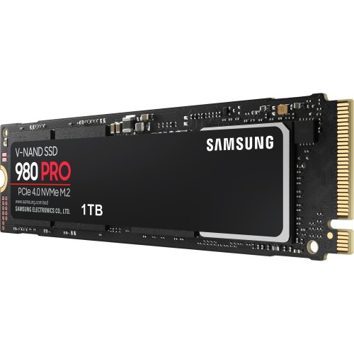 Твердотельные накопители/ Samsung SSD 980 PRO, 1000GB, M.2(22x80mm), NVMe 1.3c, PCIe 4.0 x4, 3-bit MLC, R/W 7000/5000MB/s, IOPs 1 000 000/1 000 000, DRAM buffer 1024MB, TBW 600, DWPD 0.33 (12 мес.) Samsung Electronics