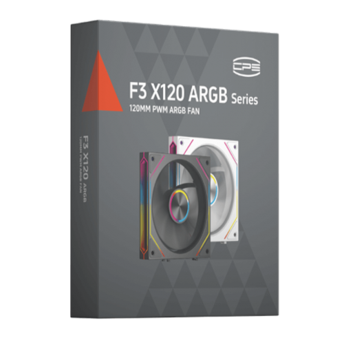 Кулер для корпуса/ Case Cooler PCCooler F3 X120R ARGB BK Reverse (120x120x25mm, 4-pin PWM, ARGB, 54CFM, 28.4dBA, 1800RPM, Black) PcCooler