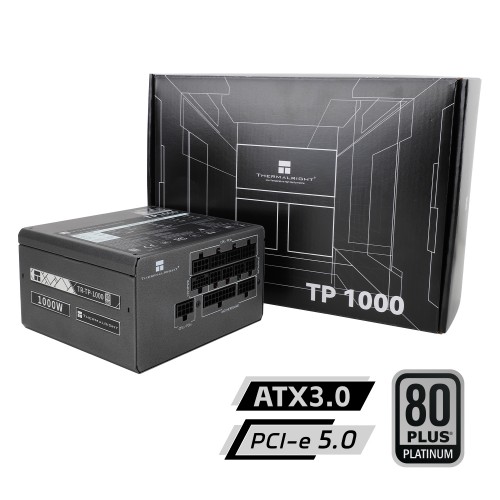 Блок питания 1000W/ Power Supply Thermalright, 1000W 80+ Platinum (ATX, 3.0, PCIe 5.0, Full modular, 1x24(20+4)pin, 1xCPU 8(4+4)pin, 2xPCIe*2 8(6+2)pin, 1x12VHPWR PCIe 5.0 12+4pin 600mm, 6xSATA3, 4xMOLEX4pin, Active, 120x120mm, 150x140x86mm, APFC, OPP, OV