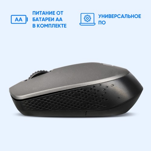 Купить беспроводную оптическую мышь Оклик 486MW черный/серый с 1600dpi для ноутбука - 3 кнопки, USB