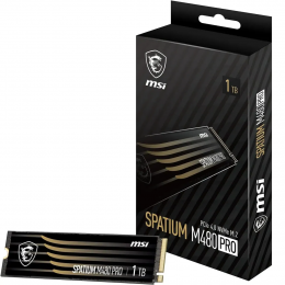MSI SSD SPATIUM M480 Pro, 1000GB, M.2(22x80mm), NVMe, PCIe 4.0 x4, 3D TLC, R/W 7400/6000, IOPs 750 000/1 000 000, DRAM buffer 1024MB, TBW 700, DWPD 0.38 (5 лет)
