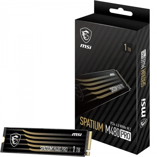 MSI SSD SPATIUM M480 Pro, 1000GB, M.2(22x80mm), NVMe, PCIe 4.0 x4, 3D TLC, R/W 7400/6000, IOPs 750 000/1 000 000, DRAM buffer 1024MB, TBW 700, DWPD 0.38 (5 лет) MSI