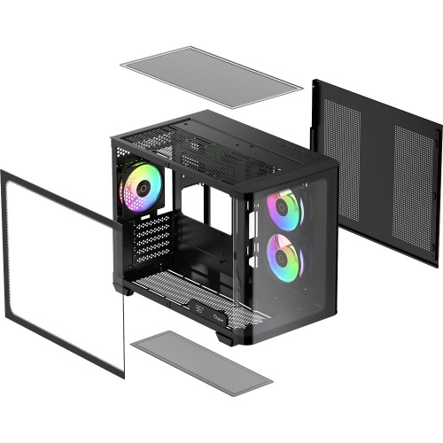 Корпус ПК Ocypus Iota C50 Curve BK ARGB - Mini-Tower с 3x120mm ARGB, USB-A 3.0 и USB-C для mATX и mITX