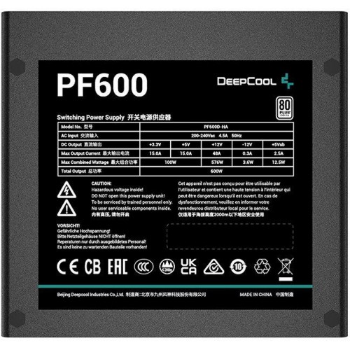 Блок питания Deepcool ATX 600W PF600 V2 с 80 PLUS WHITE, APFC и 120mm вентилятором – надежное решение для вашего ПК
