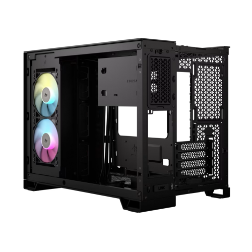 Корпус без блока питания/ Case Corsair iCUE LINK 2500X RGB, Midi-Tower, TG, 2x120mm RGB, 2xUSB-A 3.2, 1xUSB 3.2 Type-C, mATX, mITX Black Corsair