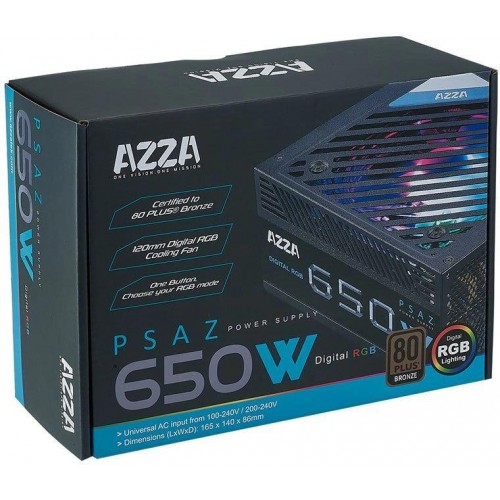 Блок питания Azza ATX 650W PSAZ-650B с 80+ Bronze, APFC и 120mm вентилятором - идеальное решение для стабильной работы вашего ПК