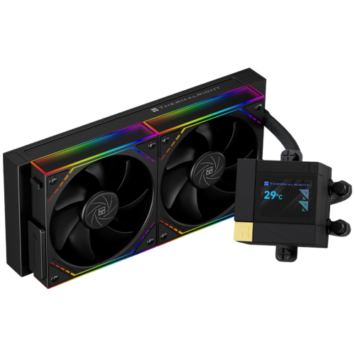 Система жидкостного охлаждения/ Water Cooling System Thermalright Core Matrix 240 Vision (240mm, LED, Black, ARGB/ Fans: 2x120mm, 68.9CFM, 28.2dBA, 2000RPM/ Pump height 64.4mm, Rad thickness 27mm/ S: 1700, 1200, 1851, 115X, AM5, AM4) Thermalright