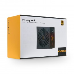 Блок питания/ Power Supply HSPD, 1000W 80+ Gold (ATX, 3.1, PCIe 5.1, Full modular, 1x24(20+4)pin 600mm, 2xCPU 8(4+4)pin 700mm, 2xPCIe*2 8(6+2)pin 550+150mm, 1x12V(2x6) 12+4pin 600W 550mm 2xSATA*3 500+150+150mm, 1xMOLEX4pin*3+FDD 500+150+150+150mm , Active