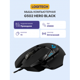 Мышь/ Logitech Mouse G502 HERO High Performance Gaming Retail