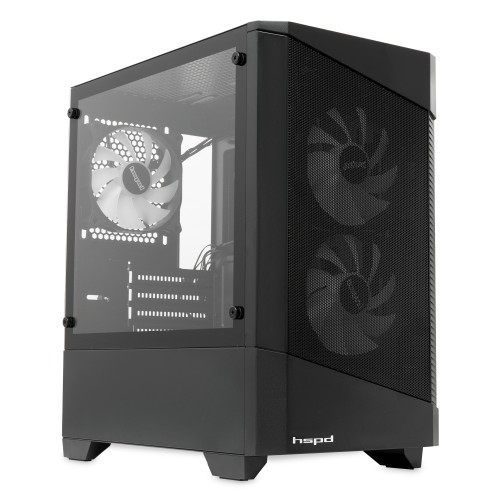 Корпус без блока питания/ Case HSPD M330, Mesh Mini-tower, Black, TG, 0.6 SPCC, 3x120mm ARGB (M11-120) mATX, mITX 175/330/160mm 2x2.5", 2x3.5", 4xPCI 1xUSB-A 3.0, 2xUSB-A1.0 365x216x405mm