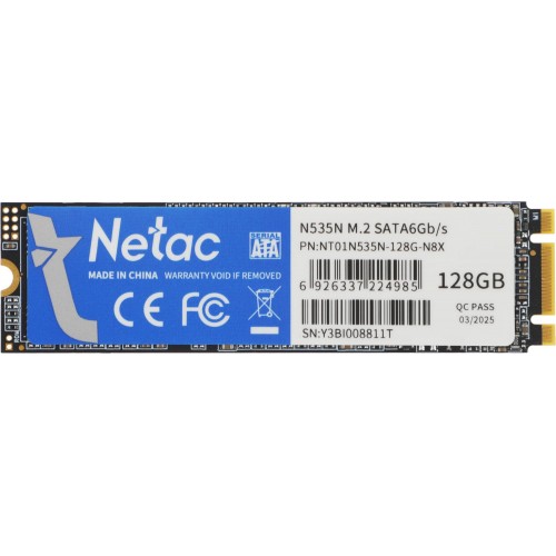 Накопитель SSD Netac SATA-III 128GB NT01N535N-128G-N8X M.2 2280 – Высокая скорость и надежность для вашего устройства
