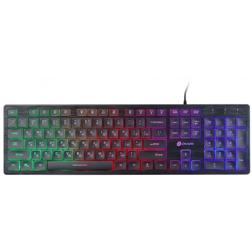 Клавиатура Оклик 550ML черная USB Slim с мультимедиа и LED подсветкой - 1.5м кабель (1061617)