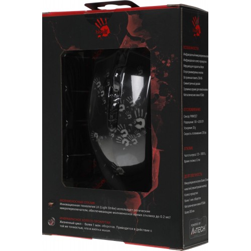 Мышь A4Tech Bloody A60A: Оптическая игровая мышь 6200dpi с 8 кнопками и USB подключением