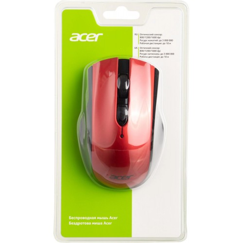 Мышь Acer OMR032 черный/красный оптическая 1600dpi беспров. USB 4but (ZL.MCEEE.009)