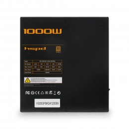 Блок питания/ Power Supply HSPD, 1000W 80+ Gold (ATX, 3.1, PCIe 5.1, Full modular, 1x24(20+4)pin 600mm, 2xCPU 8(4+4)pin 700mm, 2xPCIe*2 8(6+2)pin 550+150mm, 1x12V(2x6) 12+4pin 600W 550mm 2xSATA*3 500+150+150mm, 1xMOLEX4pin*3+FDD 500+150+150+150mm , Active