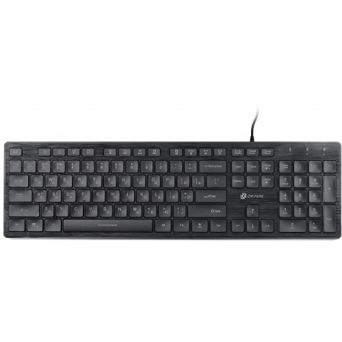 Клавиатура Оклик 550ML черная USB Slim с мультимедиа и LED подсветкой - 1.5м кабель (1061617)