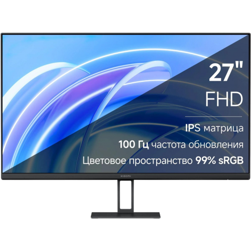 Монитор Xiaomi 27" A27i 1920x1080, IPS, 16:9, 178° /178°, 100 Hz, 6 ms GTG, 250 cd/m2, 1000:1, Регулировка наклона экрана, 1xHDMI (v.2.0), 1xDP (v.1.4), sRGB 99%, HDR10, Low Blue Light, VESA 75x75, Black, P27FBA-RAGL (ELA5345EU) Xiaomi
