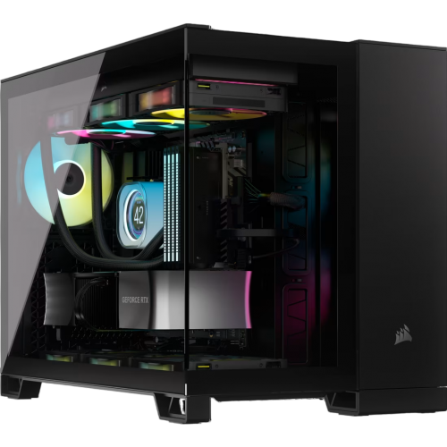 Корпус без блока питания/ Case Corsair iCUE LINK 2500X RGB, Midi-Tower, TG, 2x120mm RGB, 2xUSB-A 3.2, 1xUSB 3.2 Type-C, mATX, mITX Black Corsair