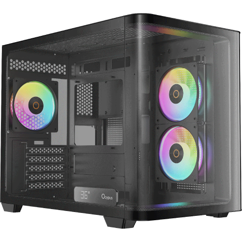 Корпус ПК Ocypus Iota C50 Curve BK ARGB - Mini-Tower с 3x120mm ARGB, USB-A 3.0 и USB-C для mATX и mITX