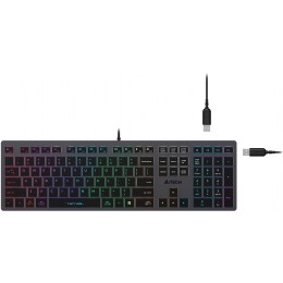 Клавиатура A4Tech FX60H серый USB slim LED (FX60H GREY/NEON) кабель 1.5м