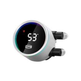 Система охлаждения/ Water Cooling System PCCooler DA360 Pro ARGB Digital WH (300W, 360mm, LED temp., White, ARGB/ Fans: 3x120mm, 75.8CFM, 33.7dBA, 2200RPM/ Pump height 57mm, 28dBA, 3000RPM, Rad thickness 27mm/ S: 1851, 1700, 1200, 20XX, 115X, AM5, AM4)