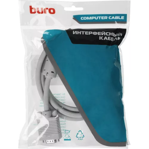 Кабель-удлинитель Buro CAB015S-06 VGA (m) VGA (f) 1.8м феррит.кольца серый