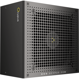 Блок питания ПК/ Power Supply Ocypus Iota P850, Model P850-GF, 850W 80+ Gold (ATX, 3.1, Full modular, 1x24(20+4)pin, 2xCPU 8(4+4)pin, 3xPCIe*2 8(6+2)pin, 1x12V-2x6, 8xSATA3 , Active, 120x120mm, 150x140x86mm, APFC, black)