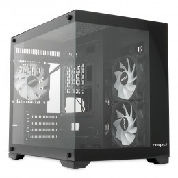 Корпус без блока питания/ Case HSPD F330, Panoramic Mini-tower, Black, TG, 0.5 SPCC, 3x120mm ARGB (FN027) mATX, mITX 160/400/200mm 1x2.5", 2x3.5", 4xPCI 1xUSB-C 3.0, 2xUSB-A1.0 428x280x375mm
