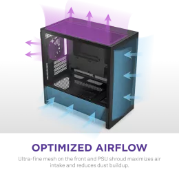 Корпус без блока питания/ Case NZXT H3 Flow (2025), Midi-Tower, TG, 1x120mm, 1xUSB-A 3.2 + 1xUSB-C 3.2, mATX, mITX Black