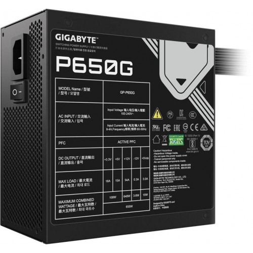 Блок питания Gigabyte ATX 650W GP-P650G 80+ gold (20+4pin) APFC 120mm fan 6xSATA RTL [GP-P650G]