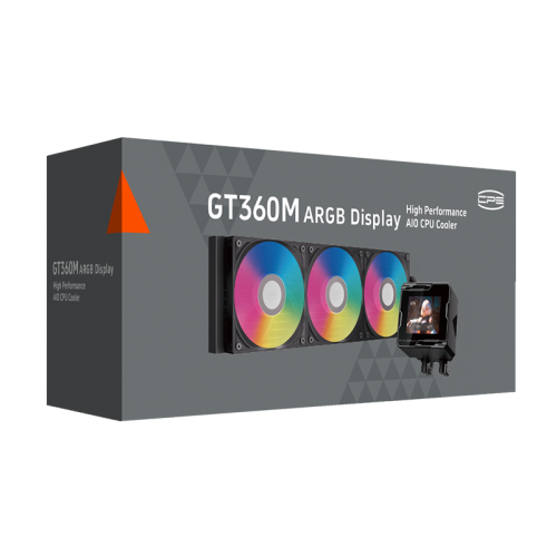 Система охлаждения/ Water Cooling System PCCooler GT360M ARGB Display BK (300W, 360mm, LED temp., Black, ARGB/ Fans: 3x120mm, 75.8CFM, 33.7dBA, 2200RPM/ Pump height 85mm, 15dBA, 2600RPM, Rad thickness 27mm/ S: 1851, 1700, 1200, 115X, AM5, AM4) PcCooler