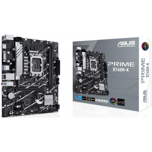 Материнская плата Asus PRIME B760M-K для Intel 1700 с поддержкой DDR5, mATX, 8ch звук и HDMI
