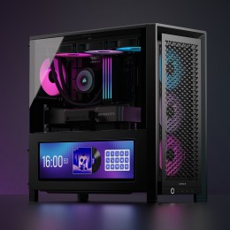 Корпус без блока питания/ Case Corsair Frame 4000D LCD RS ARGB, Midi-Tower, TG, 3x120mm ARGB, 2xUSB-A 3.2, 1xUSB 3.2 Type-C, E-ATX, ATX, mATX, mITX Black