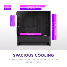 Корпус без блока питания/ Case NZXT H3 Flow (2025), Midi-Tower, TG, 1x120mm, 1xUSB-A 3.2 + 1xUSB-C 3.2, mATX, mITX Black