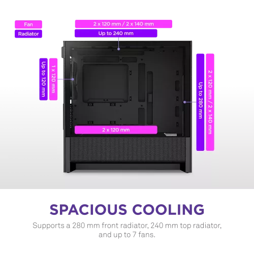 Корпус без блока питания/ Case NZXT H3 Flow (2025), Midi-Tower, TG, 1x120mm, 1xUSB-A 3.2 + 1xUSB-C 3.2, mATX, mITX Black NZXT