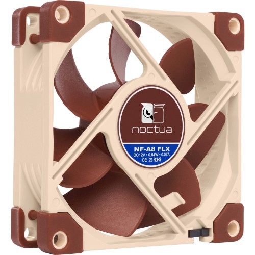 Кулер для корпуса/ Case Cooler Noctua NF-A8 FLX (80x80x25mm, 3-pin, 29.66CFM, 16.1dBA, 2000RPM, Beige/Brown)
