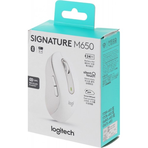 Купить беспроводную мышь Logitech M650 белая оптическая 4000dpi с Bluetooth и USB – идеальный выбор для работы и игр