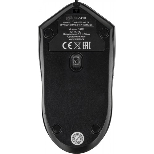 Мышь Оклик 399M STIGMA черный оптическая 1200dpi USB для ноутбука 3but (1175321)