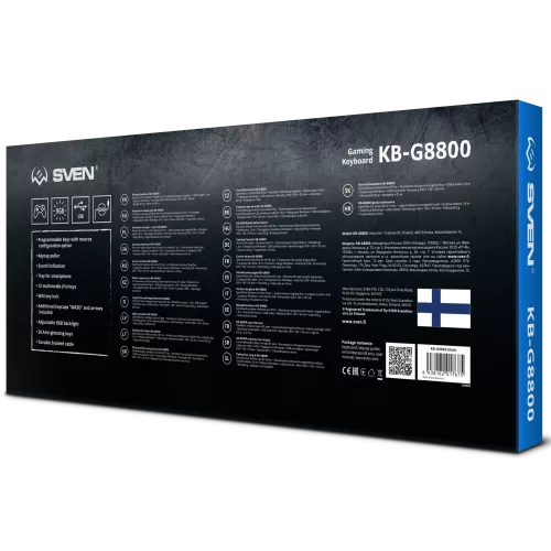 Игровая клавиатура SVEN KB-G8800: 109 клавиш, макросы, RGB-подсветка и звук. индикация для геймеров