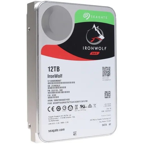 RECERTIFIED 12Tb Seagate IronWolf HDD - SATA 6Gb/s, 7200RPM, 256Mb Cache, 1 год гарантии